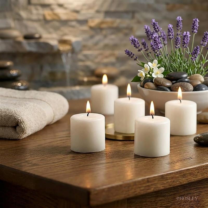 Hosley Set of 30 Unscented White Votive Candles – Bulk Pack, Clean-Burning, Long-Lasting 10-12 Hour Burn Time – Ideal for Weddings, Home Décor, Spa, and Events - Image 5