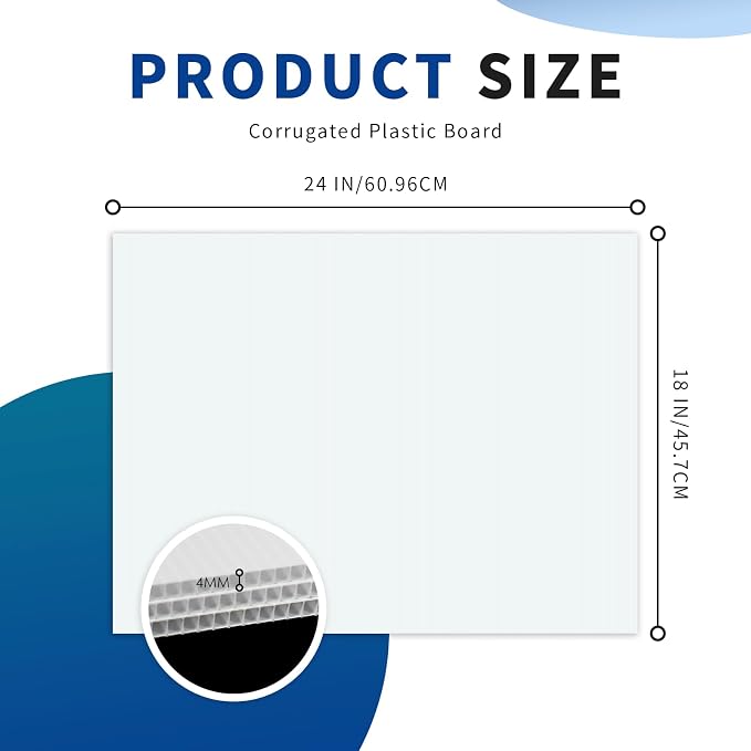 20 Pack Large Blank Yard Signs with 18 x 24", Corrugated Plastic Board for Estate Garage Sale, Party, Birthday, Wedding, Campaign, Parking, Make Your own Outdoor Sheets, White
