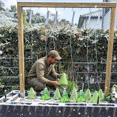 Fshow Garden Cloches,20 Pack Reusable Plant Bell Cover,Bell Jar Cloches for Protection Against Sun, Frost, Snails Etc. (Green) - Image 2