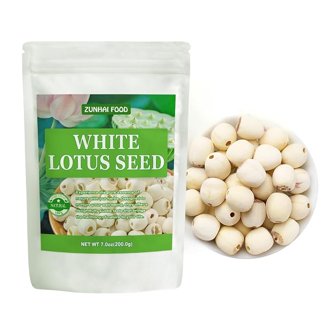 Dried Lotus Seeds, 7.0oz (200g) | Shelled & Peeled Lotus Nuts for Soup, Dessert & Herbal Tea | Rich in Protein, Vegan, Non-GMO, Resealable Bag