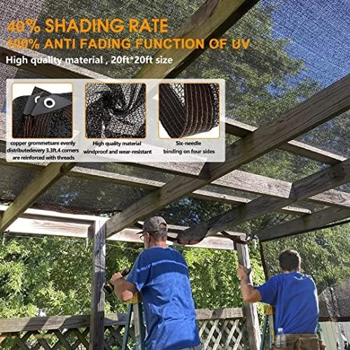40% Black Shade Cloth,6x10 FT Durable Mesh Tarp with Grommets, Resistant Garden Sun Shade Netting, Shading Antifreezing for Pergola, Greenhouse, Plants Growing, Chicken Coop - Image 3
