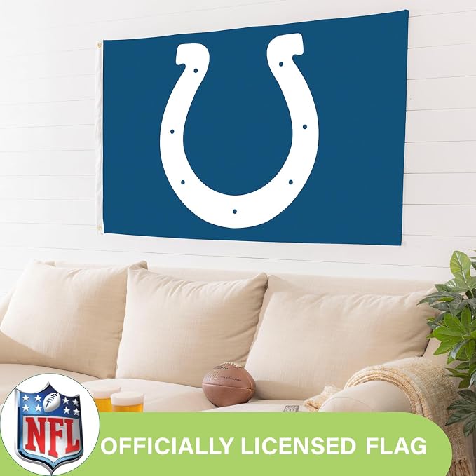 NFL Indianapolis Colts 3 x 5 Outdoor Durable House Flag with Grommets | Sport Team Flag & Banner | Indoor Wall Decor Flag for Room | Works with Flag Poles for Outside House