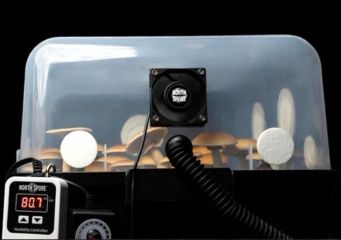 North Spore 'Boomr Bin' Monotub Automated Tech Kit for Growing Mushrooms | Includes Humidity Controller with Sensor, Fresh Air FAE Fan, Humidifier with Hose, Easy to Install
