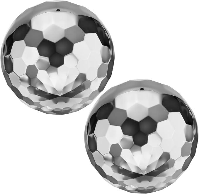 M METERXITY 2-Pack Garden Gazing Globes Ball Sculptures Diamond 6 Inch 304 Stainless Steel Hollow Mirror Reflective Floating Ball for Garden/Pond/Home/Yard Outdoor Decoration [Silver]