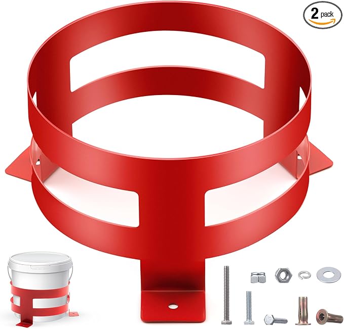 2 Pcs 5 Gallon Bucket Holder 11.6 x 6.5 Inch Red Bucket Holder Mount for RV, Truck, Cart