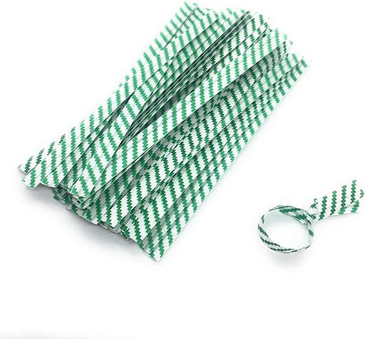 Weststone 2000pcs Plastic/Paper Coated Green Stripe 7" x 1/4"(6mm) Twist Ties - Won't Rip or Pull Off