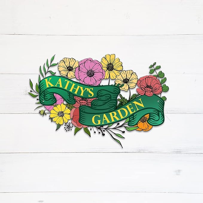 MeMate Custom Metal Garden Plaque - Female, Mom & Grandma Personalized Sign, Rustic Decor for She Shed & Housewarming Gifts