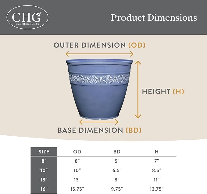 Classic Home and Garden by Growscape Corinthian Planter Pot (8" Storm Gray)