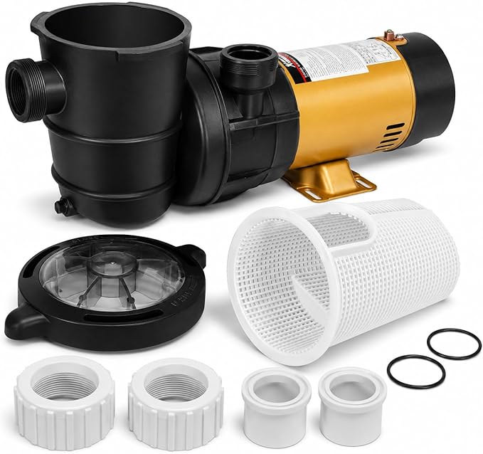 XtremepowerUS 1.5HP Variable 2-Speed Above Ground Swimming Pool Pump High Flow Swimming Pump Strainer with 1.5" Inch Slip On Fitting Adapter For Aboveground Pool