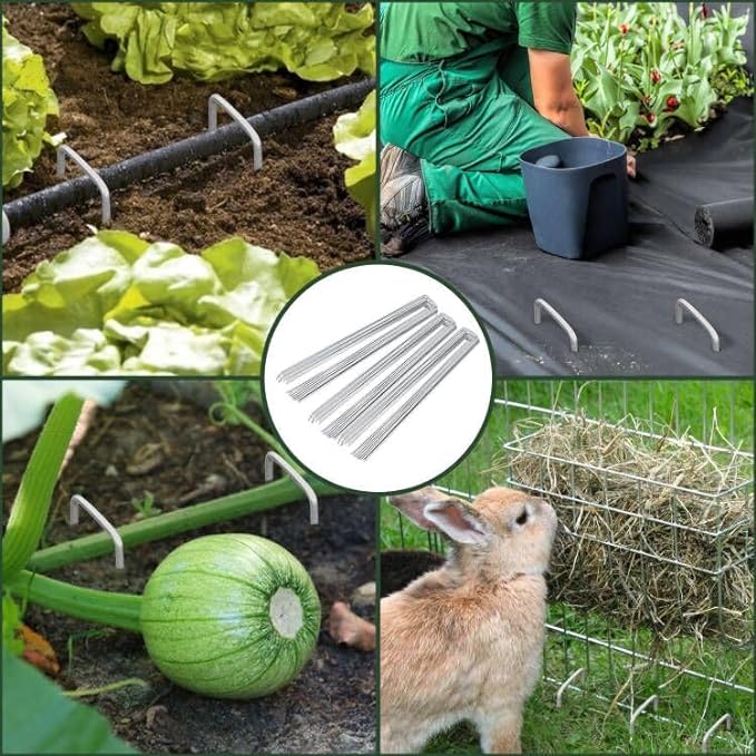 FEED GARDEN Landscape Staples 6 Inch 500 Pack, Heavy Duty 11 Gauge Hot-Dip Galvanized Garden Stakes for Weed Barrier, Landscape Fabric, Sod, Turf, Irrigation & Commercial Landscaping