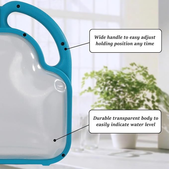 4L Foldable Watering Can with Rotating Nozzle & Long Spout for Plants, Indoor Outdoor Gardening, Clear Plastic-Blue