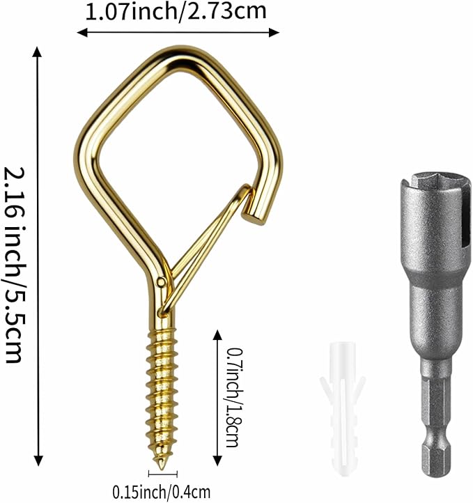 102 PCS Metal Gold Eye Screw Hooks for Hanging Heavy Duty.Windproof Ceiling Hooks for Hanging Plants,Cup,Wind Chime,Bird Feeders,Christmas String Lights at Indoor&Outdoor 2.2 Inch