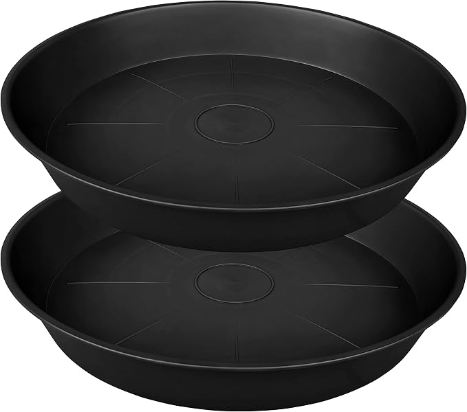 2 Pack of 20 22 inch Plant Saucer, 3.6" Depth Tray, Large Deep Heavy Duty Saucers for Pots, Garden Plastic Flower Plant Trays for Indoors Outdoor, Tray for Planter 19-23" (Black)