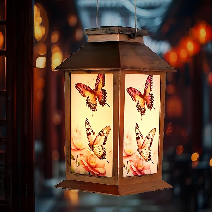 JOBOSI Solar Lantern Butterfly, Butterfly Decorative Gift, Solar Light, Gifts for Mom, Women, Grandma, Garden Yard Lawn Decor, Christmas and New Year Gift