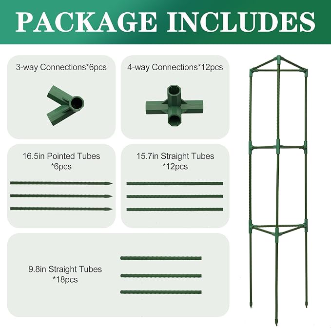 Tomato Cages for Garden,2 Pack 50in Tall Tomato Plant Support Stakes Adjustable Heavy Duty Steel Plant Tower Stakes, Updated Cucumber Trellis Garden Cages for Climbing Plants Vegetable Flowers