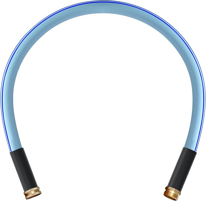 Atlantic Heavy Duty Garden Hose 5/8 Inch x 3 Foot Blue Color, Short Connection Leader Hose with Male-Female Connectors (3FT)