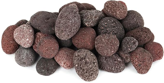 Lava Rock - 25-Pound Tumbled Lava Stones - 1"" Red Lava Pebbles - Volcanic Rock - Landscaping Rocks, 3/4 to 1 Inch (Sm)