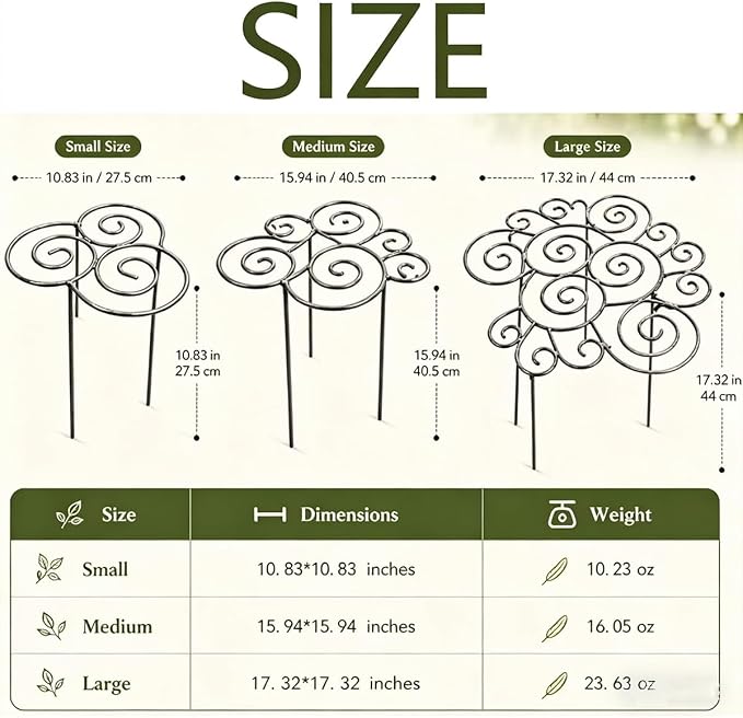 Metal Plant Support Ring for Garden, 2026 New Peony Cages and Supports, Grow-Through Peony Cages Ring Supports, Flower Support Frame, Outdoor Indoor Pots, Decorative Grow Through Rings (1pcs-Medium)