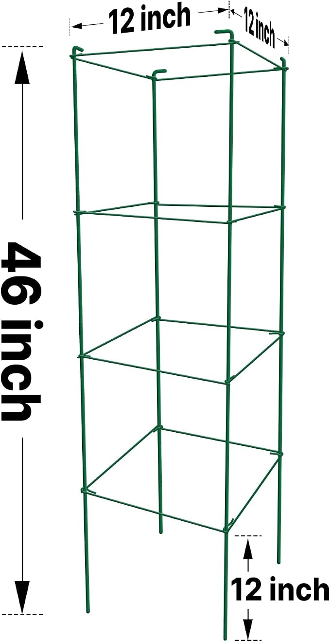 Thealyn Tomato Cages 6 Packs 46 Inches (H) Plant Stand with 164 Feet Twist Ties, Heavy Duty Garden Plants Support for Tomatoes, Cucumber, and Other Climbing Plants (Green)