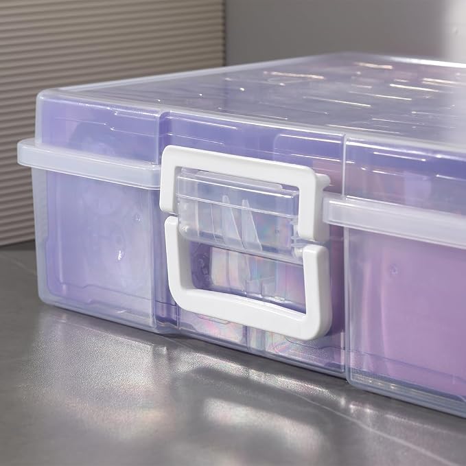 4" x 6" Plastic Photo Storage Case with 16 Inner Photo Containers Boxes Greeting Cards Containers Boxes Storage, Seed Storage Perfect for Storing Pictures,Photos and Cards (Purple)