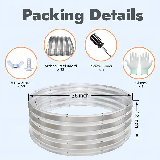 36 Inch Round Fire Pit Ring, Heavy-Duty Galvanized Steel Fire Ring for Outdoor Bonfires, Backyard & Camping, Rust-Resistant & Easy Assembly (3×3×1 FT)