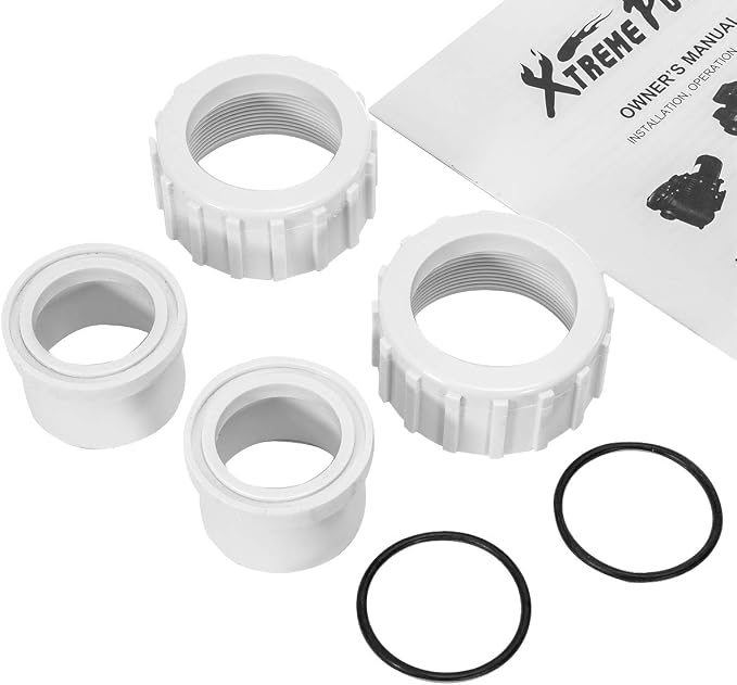 XtremepowerUS 1.5HP Variable 2-Speed Above Ground Swimming Pool Pump High Flow Swimming Pump Strainer with 1.5" Inch Slip On Fitting Adapter For Aboveground Pool