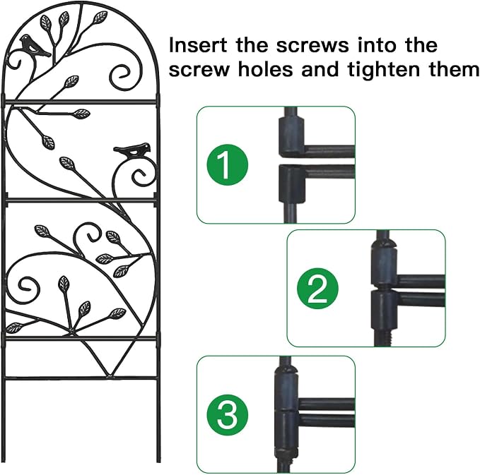 AMAGABELI 2 Pack Garden Trellis for Climbing Plants Outdoor Trellis 46" x 15" Climbing Rose Trellis Metal Trellis for Vines Flower Patio for Grape Cucumber Clematis Decorative Trellis Black