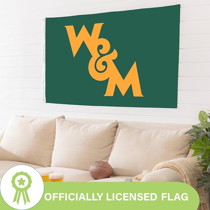 NCAA William & Mary Flag with Grommets, 3'x5' W&M Tribe Outdoor College Flags & Banners for Garden Patio Indoor Wall Décor
