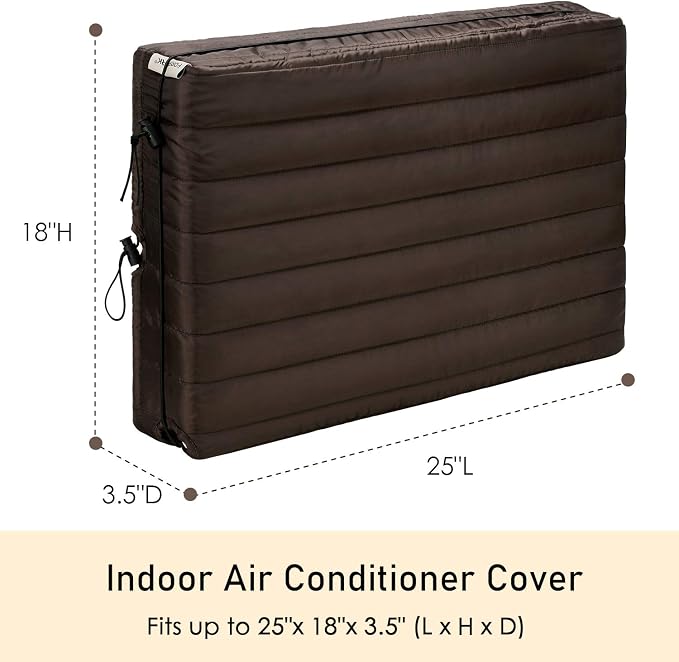 FORSPARK Indoor Air Conditioner AC Covers for Inside with Free Drawstring, 25L x 18H x 3.5D inches Brown