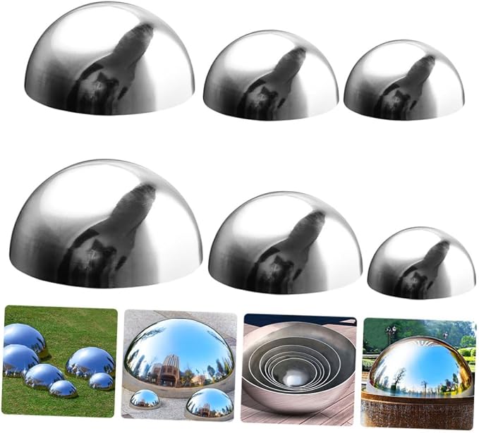 6Pcs Garden Reflective Ball Garden Sphere Ball Gazing Stainless Steel Mirror Hemisphere Mirror Globe Gazing Globe Shiny Sphere Mini Gold Globe