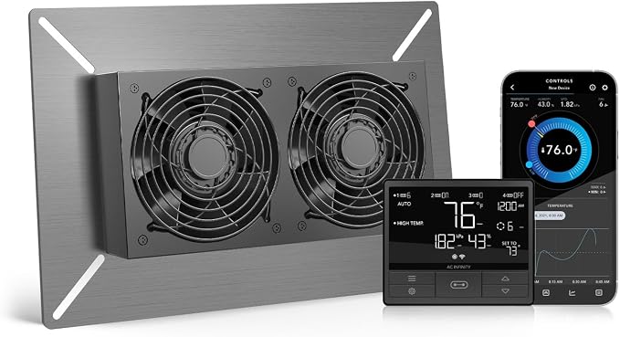 AC Infinity AIRTITAN T7 Ventilation Exhaust Fan 12 ". | With WiFi Temperature Humidity Controller, EC Motor for Crawl Spaces, Basements, and Garages