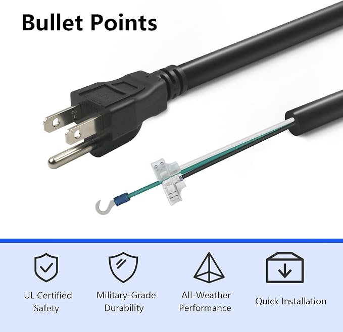 SPX1250WA Pool Pump Power Cord for Hayward Above Ground Pool Pumps | Compatible with Power Flo SP1500 and ll SP1700 Series, Perflex DE & ASL Series Cartridge Filter