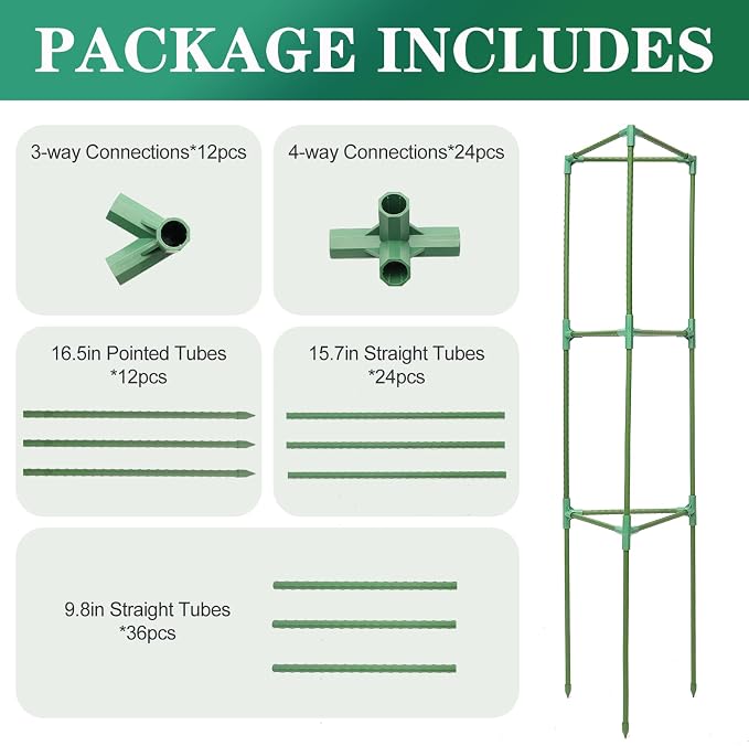 Tomato Cages for Garden,4 Pack 50in Tall Tomato Plant Support Stakes Adjustable Heavy Duty Steel Plant Tower Stakes, Updated Cucumber Trellis Garden Cages for Climbing Plants Vegetable Flowers
