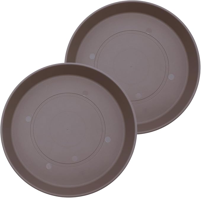 The HC Companies 17.5 Inch Prima Round Plant Saucer, Lightweight UV-Resistant Plastic Outdoor & Indoor Flower Pot Tray, 2-Pack Plant Pot Trays for Garden & Home Decor, Cappuccino