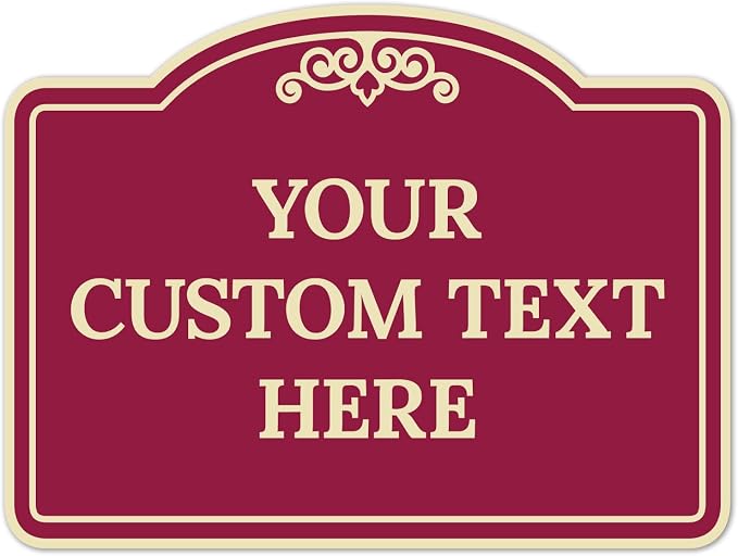 Custom Decorative Sign, Personalized Metal Sign for Driveway, Home, Airbnb, Door Plaque, Burgundy Background Sign, 18x24 Inches, ACM, Fade Resistant, Made in USA by Sigo Signs