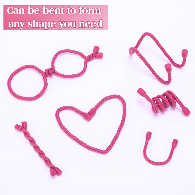 8PCS 18-Inch Silicone Cable Ties, Bendable Rubber Twist Ties, Reusable Twist Ties for Cords, gear ties for Organizing, Bundling (Pink)