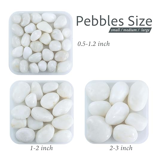 Pebbles for Indoor Plants, 10lbs White Pebbles 1-2 Inch Decorative River Rocks for Planters, High Polished Stones for Vase Filler Fish Tank Landscaping Garden