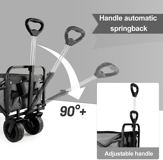 Whitsunday Collapsible Wagon with Tailgate for Camping Outdoor (Dark Grey, No Table)