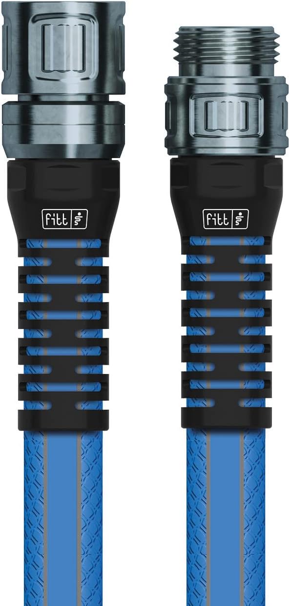 FITT HiFlo Water Hose, Lightweight Ultra Flexible Durable Kink-Free Flat Multipurpose Garden Hose, Easy to Use and Long-lasting Performance, 25-Feet