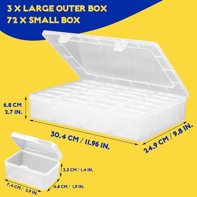 75Pcs Small Bead Organizer Box, Clear Rectangles Bead Storage Containers with Lids, Plastic Craft Storage Box Bead Cases, Mini Small Parts Organizer for Jewelry Nail Screws Seeds and Labels