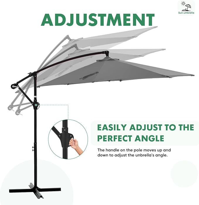 NEWBULIG 10FT Patio Umbrella, Offset Cantilever Outdoor Patio Table Umbrella, UV Protection, Fade Resistant Fabric, Easy Tilt Adjustment for Pool, Deck, Garden, Backyard, Red
