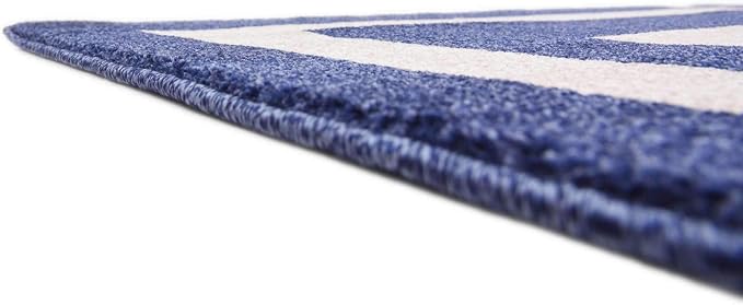 Unique Loom Athens Collection Classic Geometric Modern Border Design Area Rug (8' 0 x 8' 0 Square, Navy Blue/ Beige)