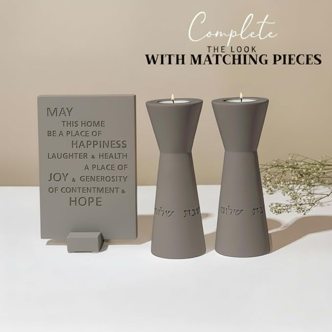 Aura Luxury Candle Holder Set – Modern Décor for Living Room & Dining Table - Gray