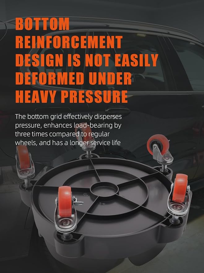 SPTA Bucket Dolly with 5 Wheels, Car Wash Bucket Roller, Easy Push Rolling Barrel Dolly System for Washing, Waxing, Removable Bucket Mover, Polishing Car Accessories Black