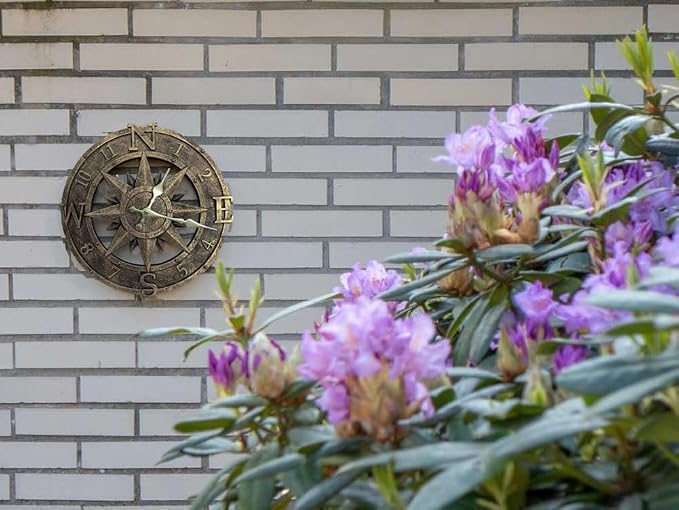 Outdoor Wall Clock 12in Garden Clock Waterproof Clocks Kitchen Home Clock for Garden, Patio and Deck -Not Silent (Bronze)