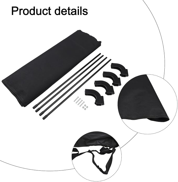 Removable Awning Canopy for Garden Cart, Folding Wagon Sun Shade Top, Water Resistant 600D Oxford Cover Accessory for Outdoor Camping Picnic Fishing, Black