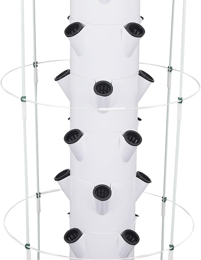 28 Pods Hydroponics Growing System kit, 7-Layer Movable Vertical Hydroponic Tower with Pump Timer Climbing Support Frame Indoor Gardening System for Vegetables Fruits Herb