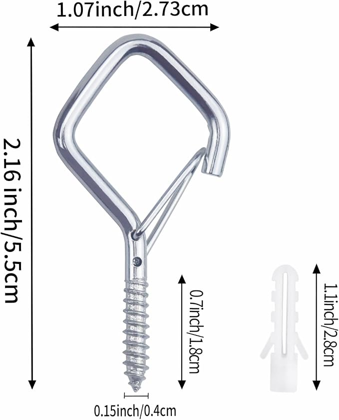 60 Pcs Silver Eye Hooks Screw Heavy Duty,Ceiling Hooks for Hanging Plants,String Lights,Cup,Wind Chime,Bird Feeders. Plant Hanger Indoor&Outdoor