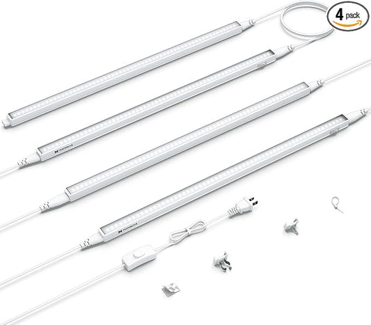 Maygrove Grow Lights for Indoor Plants, Sunlike Full Spectrum 5000K 2FT LED Growing Lamp 60W (4 x 15W), T5 Grow Light Strip for Seed Starting, Vegetables, Linkable, White, 4-Pack