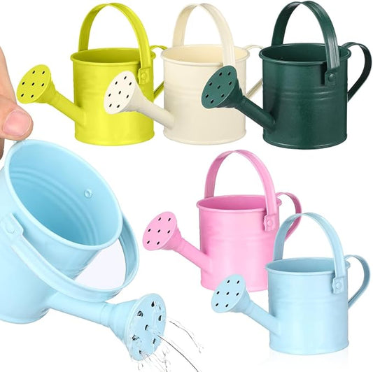 TOYANDONA 5pcs Mini Watering Cans - Small Watering Cans Garden Metal Iron Water Pot for Plants Flowers Bonsai Indoor Outdoor Garden (Random Color)